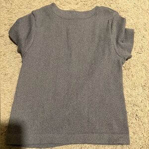Old Navy Women's Gray Ribbed Short Sleeve Tee